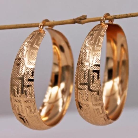 NEW LUXURY 18K GOLD HOOP EARRINGS, WONDERFUL EARRINGS, WOW EARRINGS - Picture 4 of 6